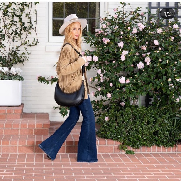 Moon shaped Vegan Leather crescent Hobo Bag- Rachel Zoe - Picture 3 of 5